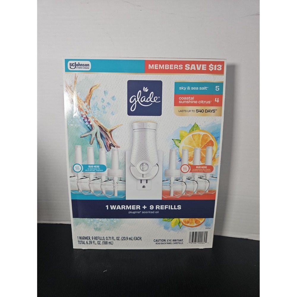 Glade PlugIns Scented Oil Warmer + 9 Refills Dual Fragrance 540 Days Value New